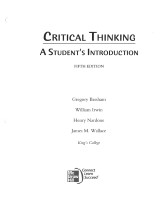 Critical Thinking A Students Introduction by Gregory Bassham, William Irwin, Henry Nardone, James M. Wallace2