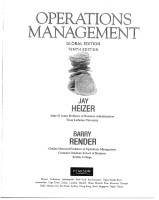 Operations Management,  Global Edition Jay Heizer, Barry Render