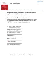 Malaysian urban poor adoption of e-government applications and their satisfaction